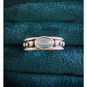 Vintage Boma 925 Sterling Silver Moonstone Ring Size 5.75 Boho Dot Design 4.3g